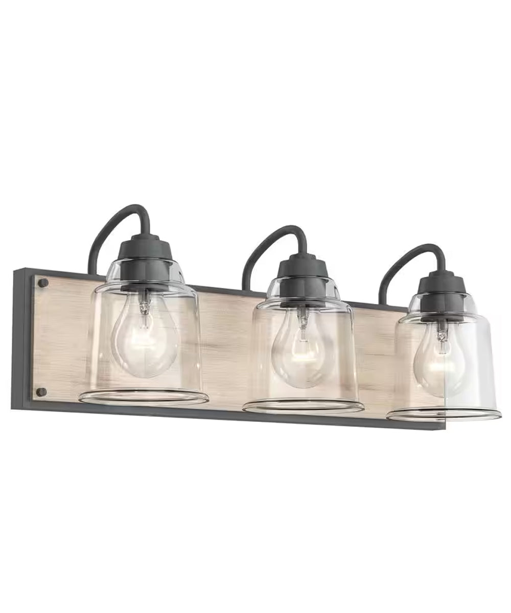 Augustine 22"W 3-Light Bath Vanity Light Fixture by Kichler Weathered Zinc with Whitewashed Faux Wood Finish