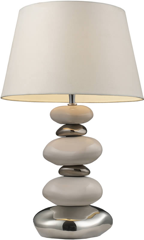 OPEN BOX 23h Mary Kate and Ashley Elemis 1-Light Table Lamp Chrome and Stone and Natural