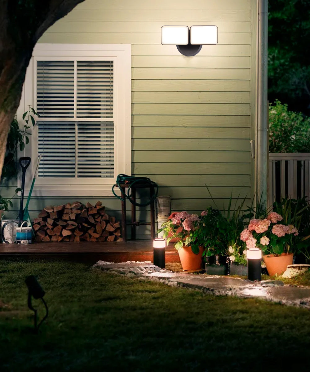 Dual Light Outdoor LED Wall Flood Lights, (2 Pack) Dusk to Dawn, Bronze Finish 6"H