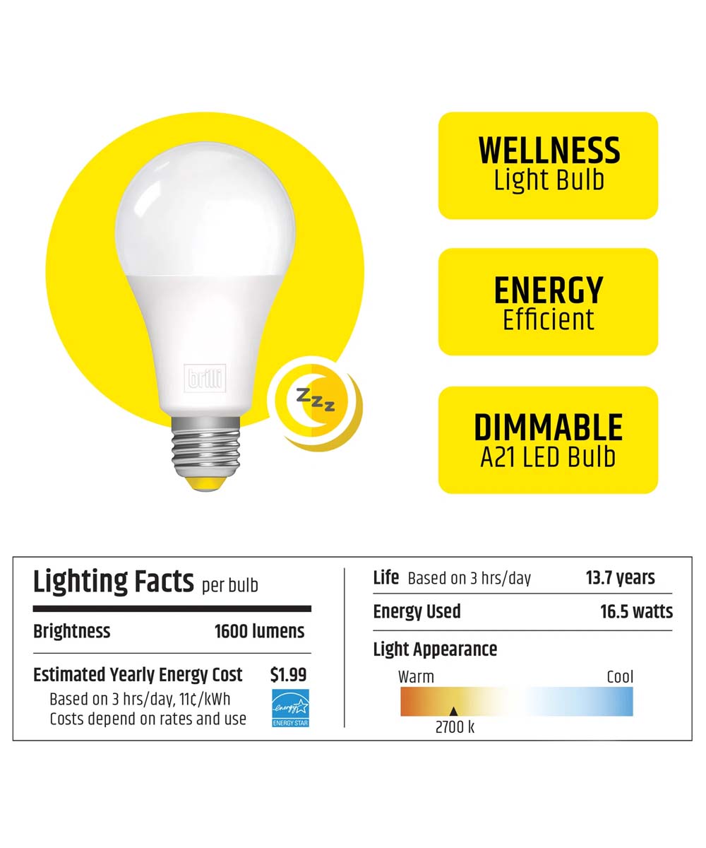 Wind Down A21 100 Watt Dimmable 2700K LED Light Bulb by Brilli (6-Pack)