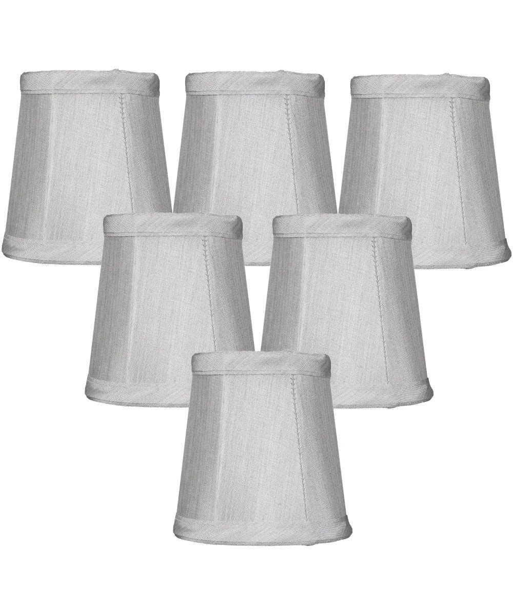 Set of 6 Gray Stretch Clip-On Candlelabra Clip-On Lamp shade 3x4x4