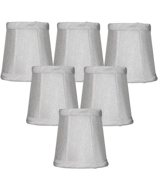 Set of 6 Gray Stretch Clip-On Candlelabra Clip-On Lamp shade 3x4x4
