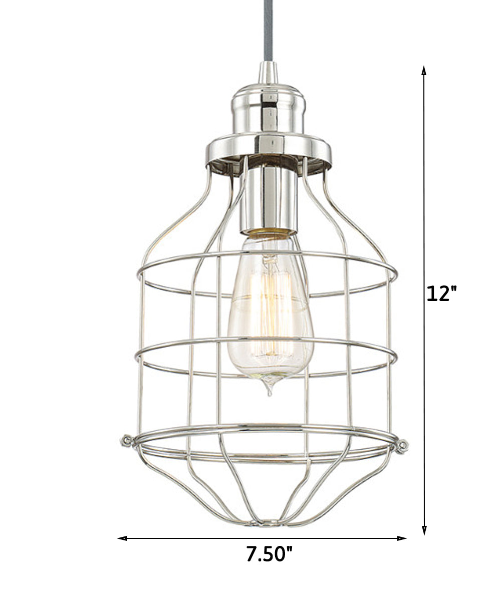 7.5"W Daudin 1-Light Pendant Light Polished Nickel Finish