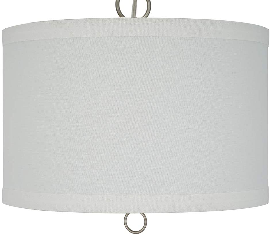 14"W 1 Light Pendant Brushed Nickel Finish with White Linen Shade