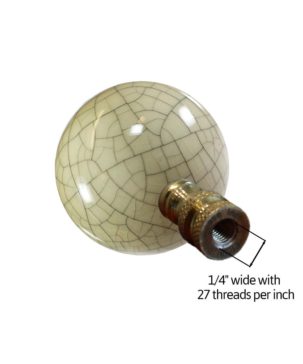 Crackle Ceramic 45mm Ball Lamp Finial Eggshell Finish