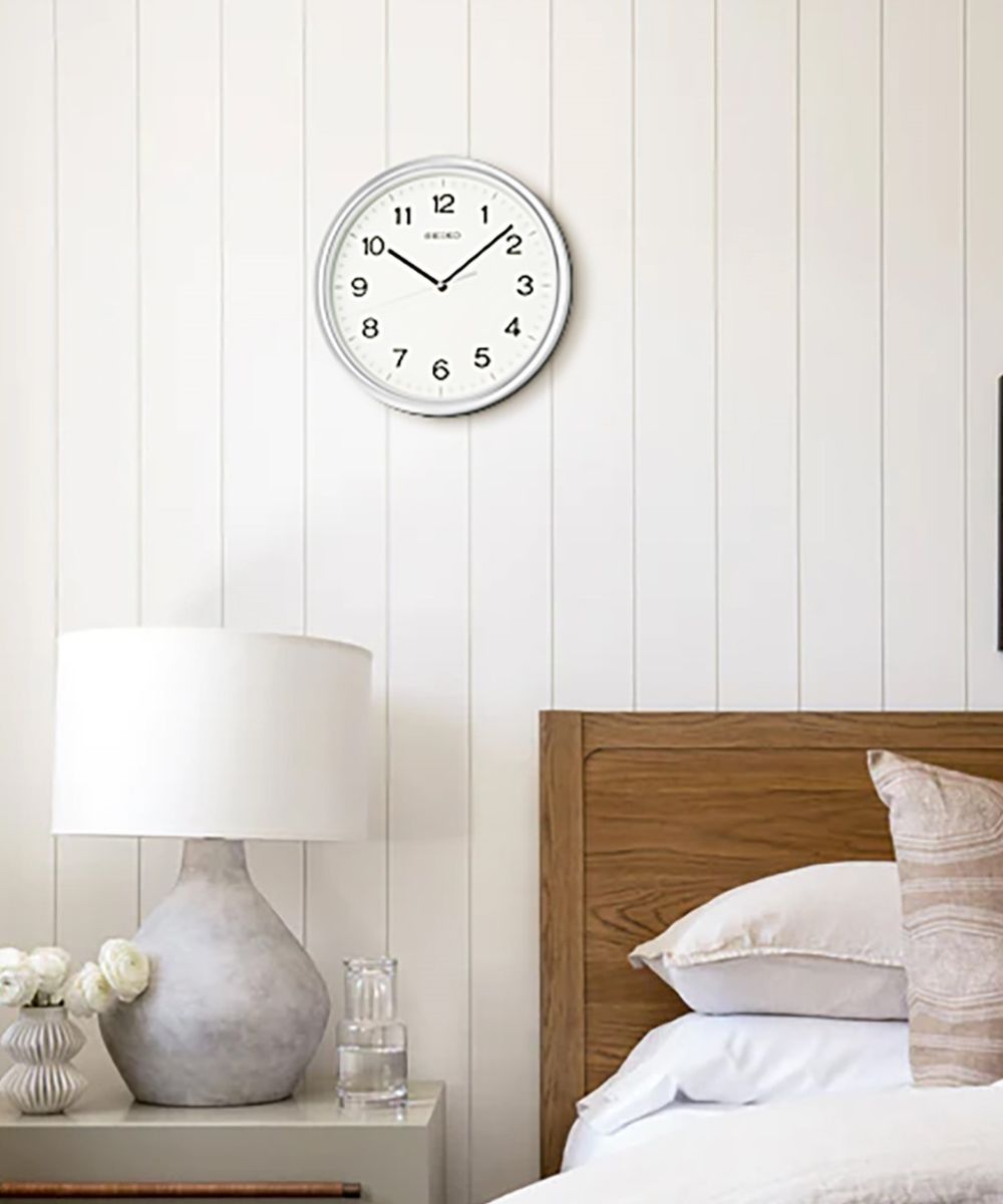 OPEN BOX Wall Clock Oita Metallic Silver Glass Cover