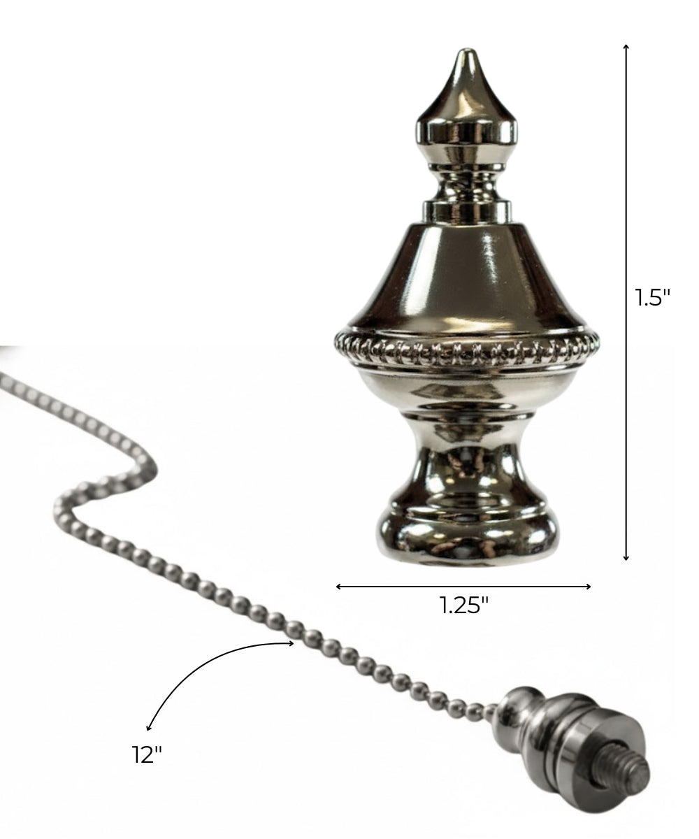 Polished Nickel Beaded Knob Fan Pull 1.5"h
