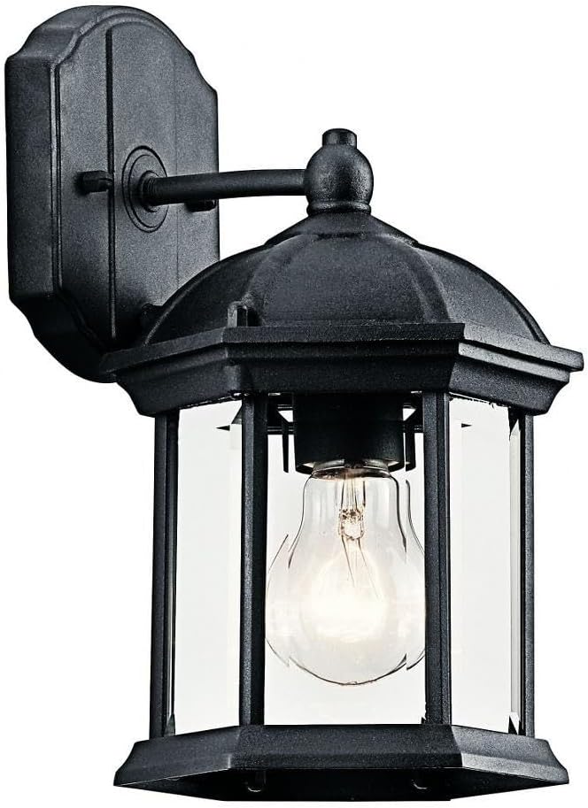 Barrie - 1 Light Black Outdoor Small Wall Lantern 11"h Traditional inspirations by Kichler