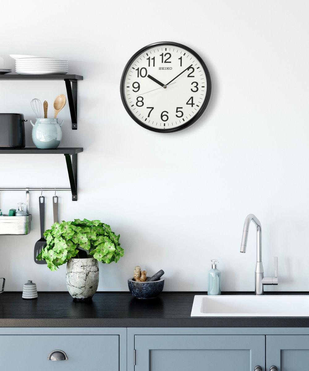 OPEN BOX 12" Business Wall Clock Black Glass Cover