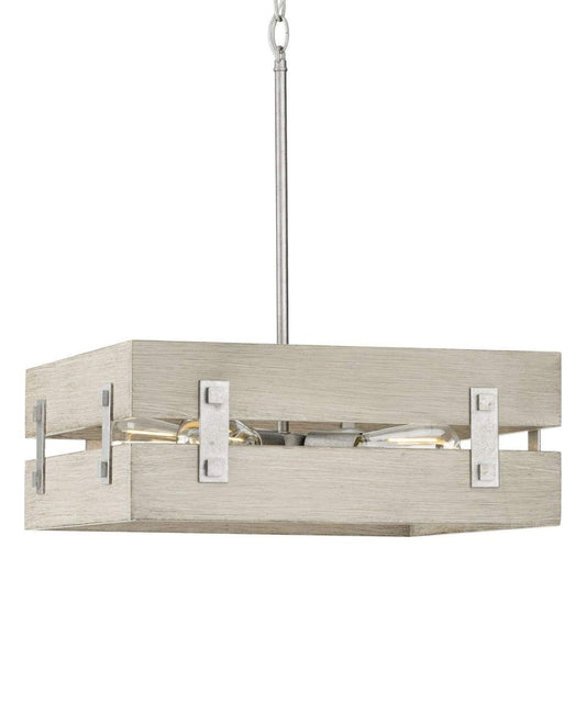 Hemsworth 4-Light 18"w Coastal Farmhouse Pendant Light Fixture Galvanized Bleached Oak Finish by Progress