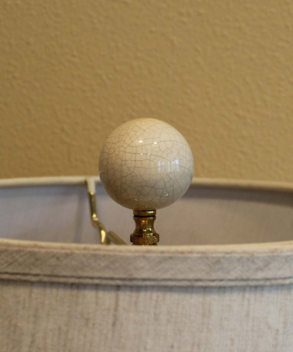 Crackle Ceramic 45mm Ball Lamp Finial Eggshell Finish