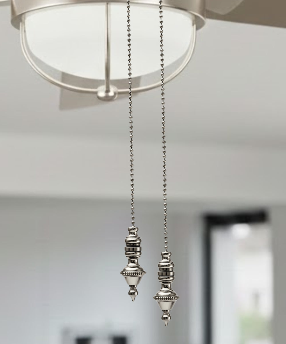 Polished Nickel Beaded Knob Fan Pull 1.5"h