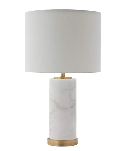 28"H C&C Glass Marble Table Lamp with White Linen Shade