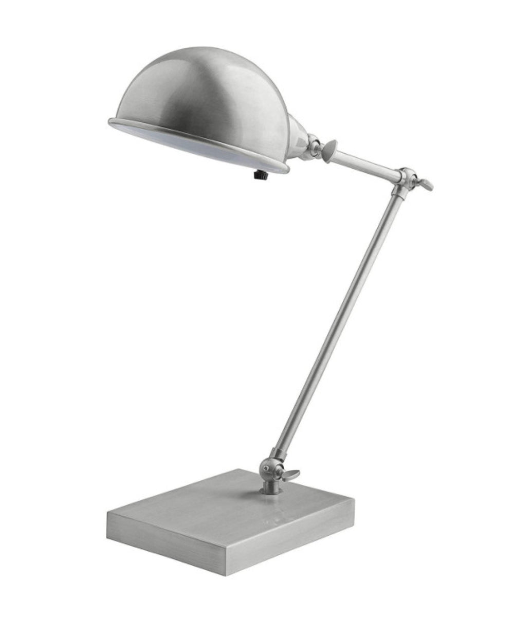 Adesso 21"H Swing Arm LED Pharmacy Desk Lamp, Adjustable Metal Brushed Steel Finish, Vintage Style