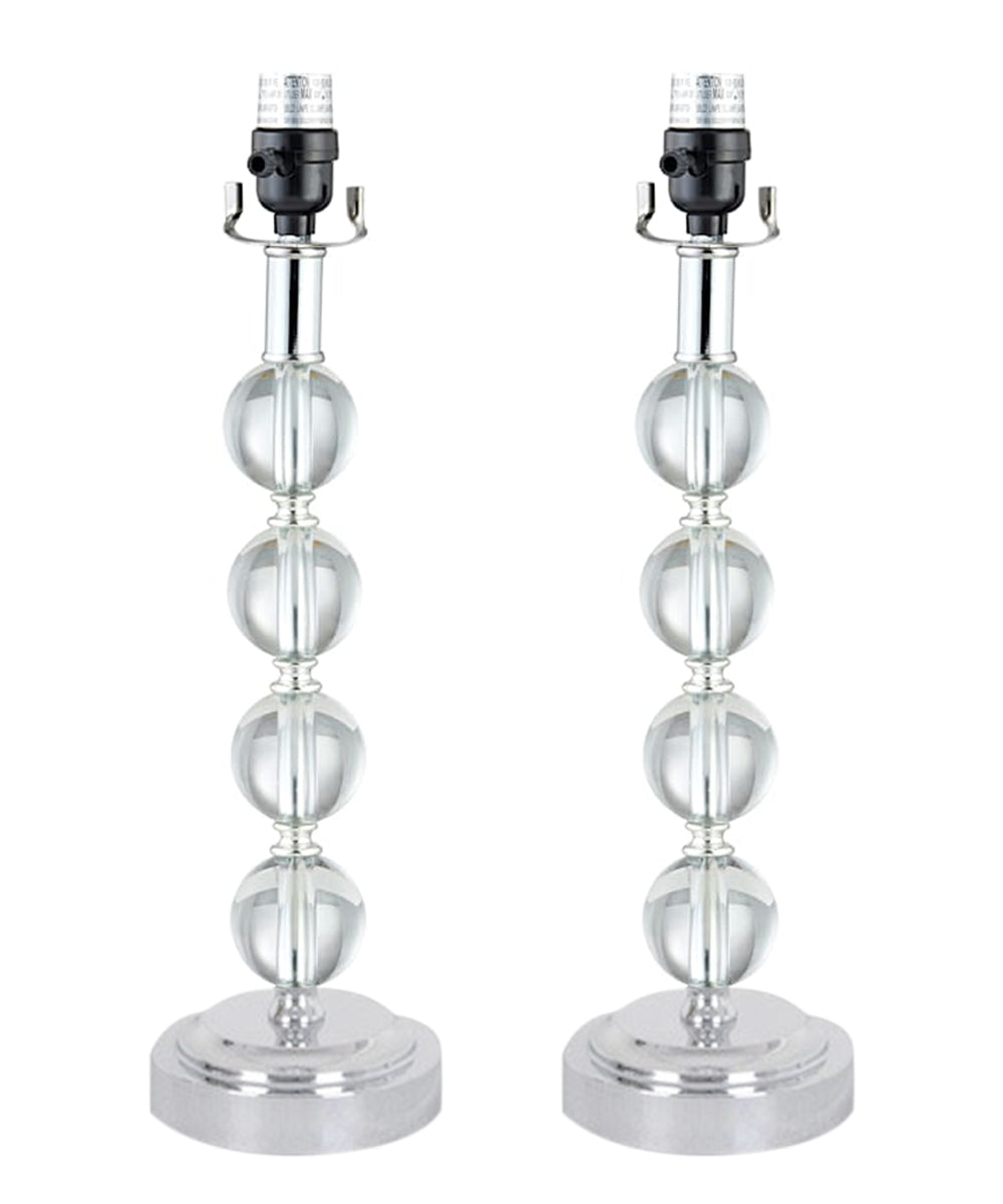 18"H Stacked Glass Ball Lamp Base Only Brushed Nickel Finish (2 Pack)
