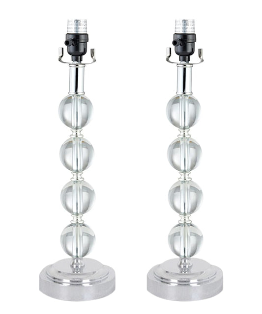 18"H Stacked Glass Ball Lamp Base Only Brushed Nickel Finish (2 Pack)