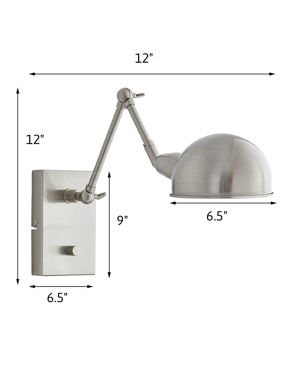 Adesso 12"H Swing Arm LED Pharmacy Wall Lamp Brushed Steel Metal Finish
