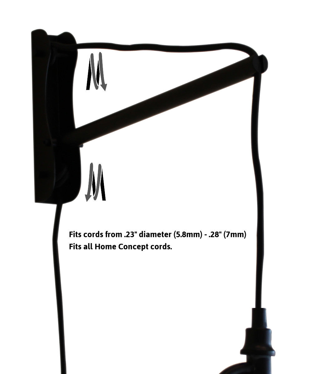 MAST Plug-In Wall Mount Pendant, 1 Light Black Cord/Arm, White Shade 12x14x10