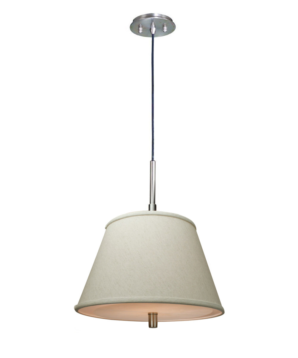 Satin Nickel Pendant Light with Empire Textured Oatmeal Slotted UNO Shade and Diffuser