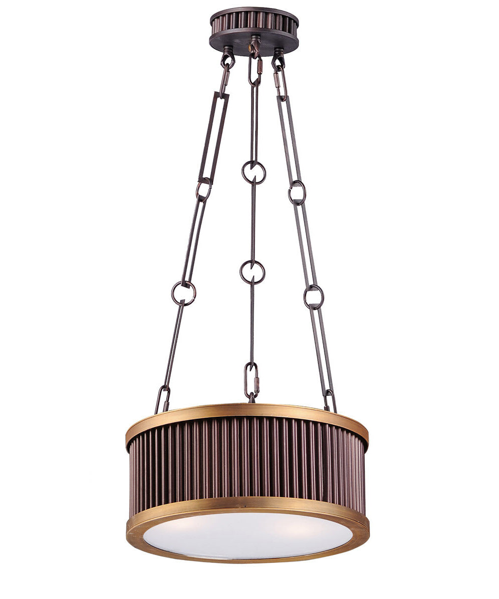 Ruffle 13"W 3-Light Pendant Light Fixture Oil Rubbed Bronze and Burnished Brass Finish by Maxim