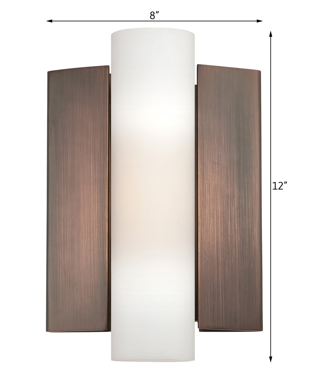 Nuvo 8"W Chase 1-Light Modern LED Vanity Wall Sconce - Hazel Bronze/Etched Opal Glass