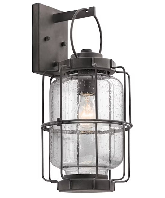 Montview 14"H 1-Light Outdoor Wall Light Lantern by Kichler Weathered Zinc Finish