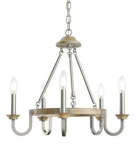 Barrett 22"W 5-Light Chandelier by Kichler Distressed Antique Gray with Brushed Nickel Finish