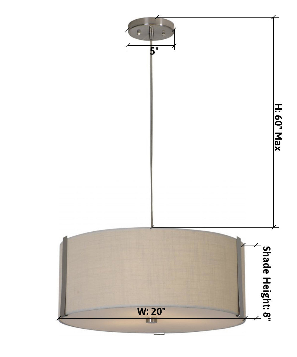 Apollo II 3-Light 20" Pendant in Brushed Nickel with Coarse Cream Shade TP7569 by Trend Lighting