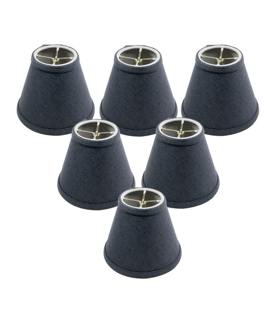 Set of 6 Textured Slate Blue Chandelier Lamp Shade 3x6x5