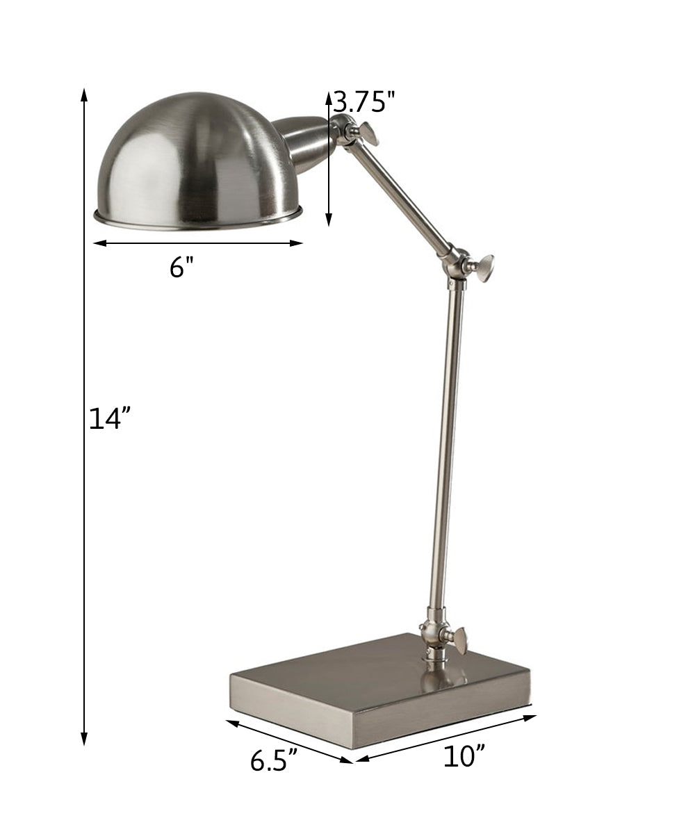 Adesso 21"H Swing Arm LED Pharmacy Desk Lamp, Adjustable Metal Brushed Steel Finish, Vintage Style