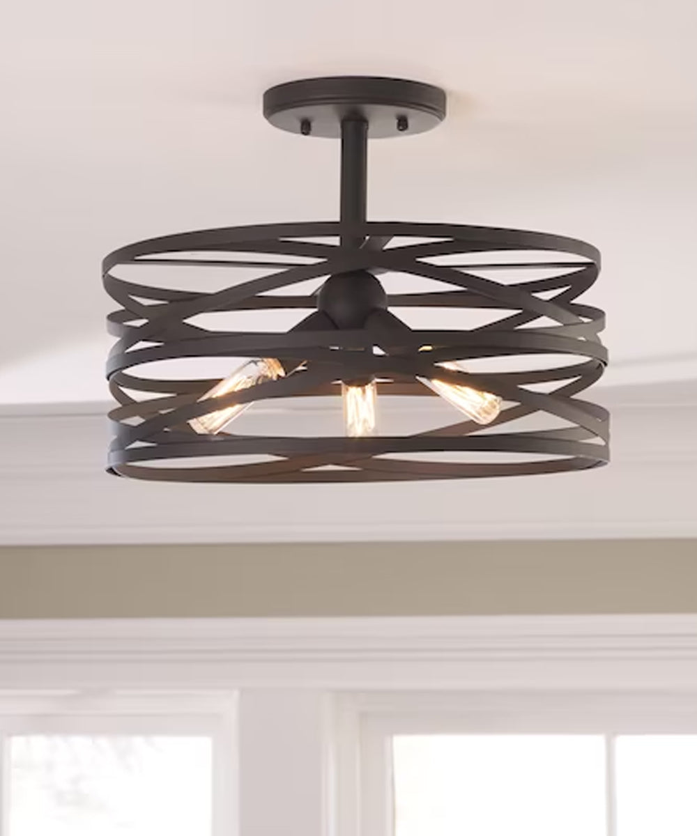 Winship 14"W 3-Light Semi-Flush Light Fixture by Allen + Roth Bronze Finish