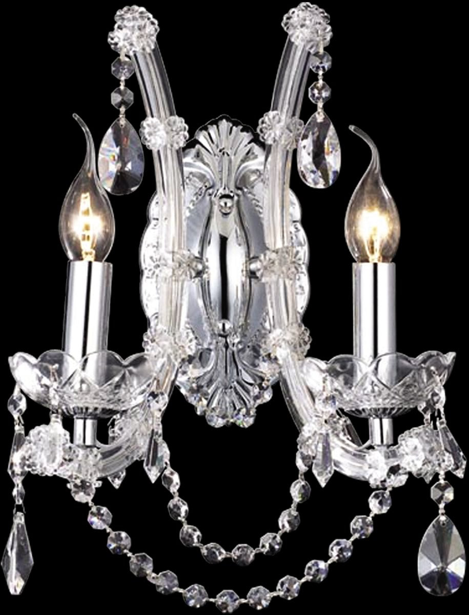OPEN BOX 11w 2-Light Crystal Wall Sconce Polished Chrome