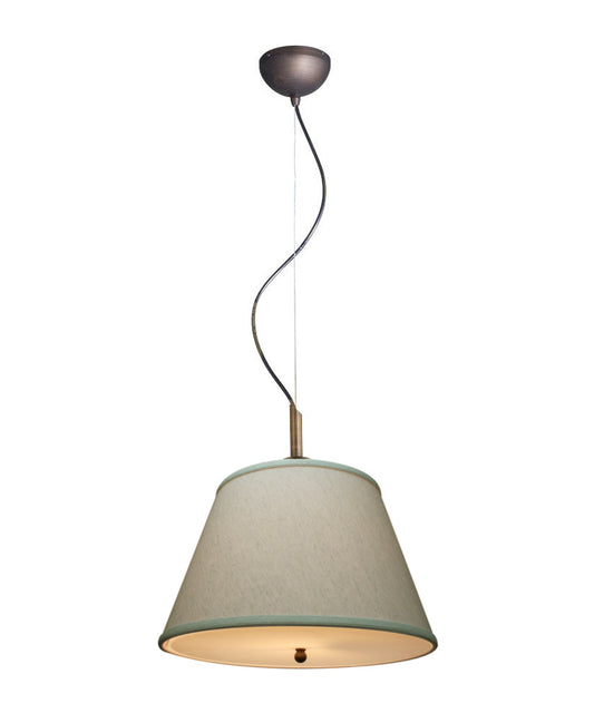 Gold-laced Cafe Pendant Light with Textured Oatmeal Slotted UNO Empire Shade and Diffuser