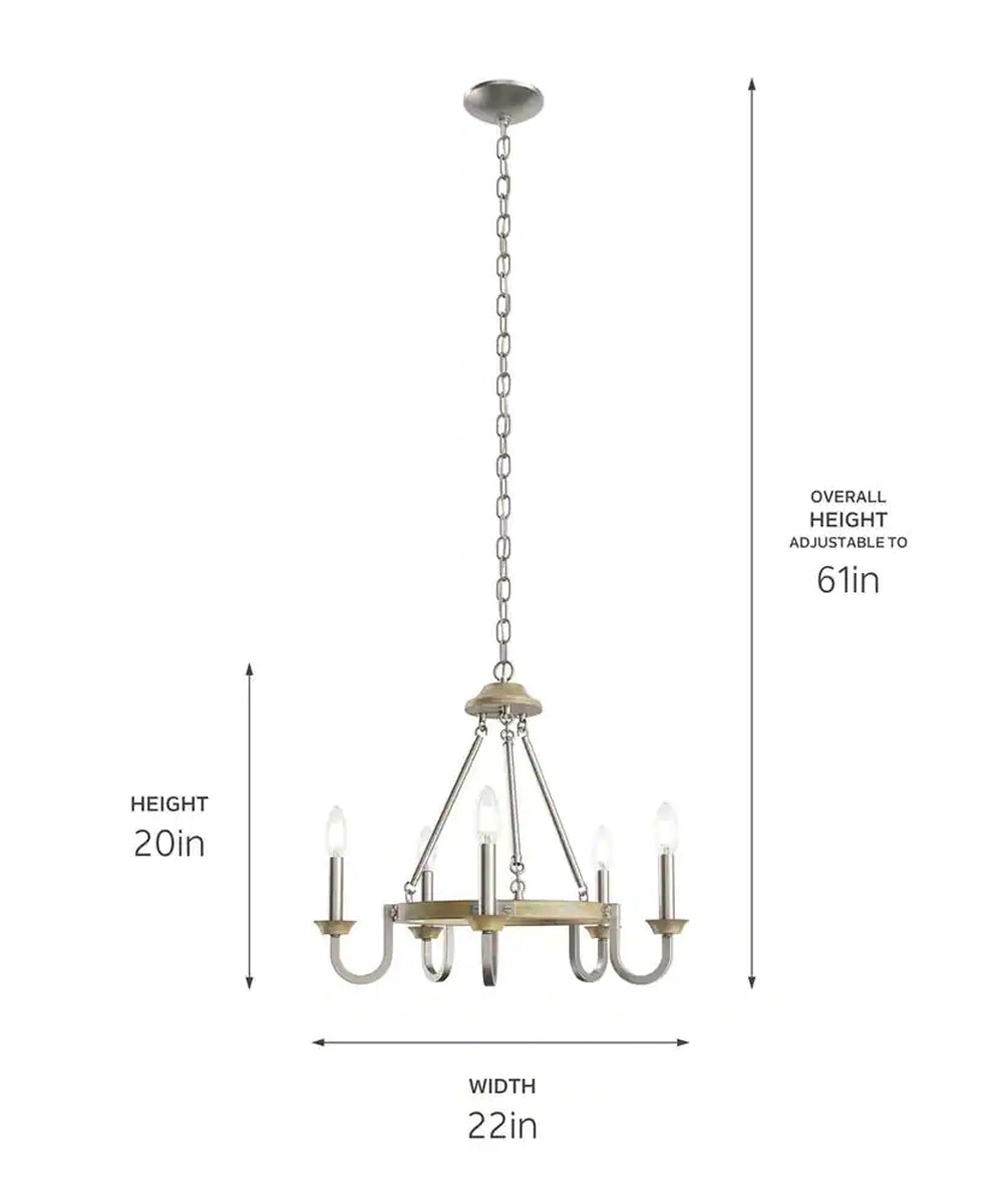 Barrett 22"W 5-Light Chandelier by Kichler Distressed Antique Gray with Brushed Nickel Finish