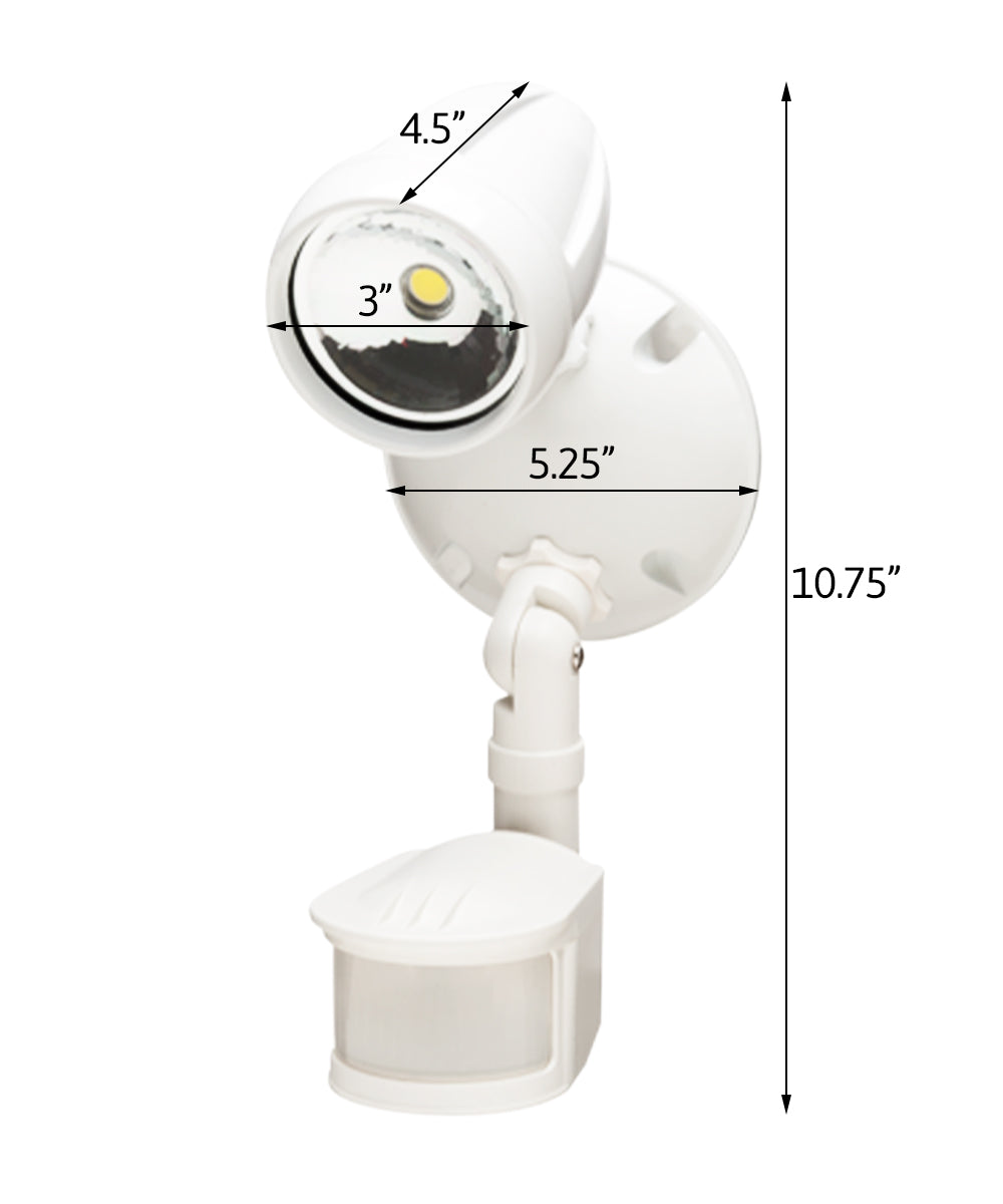 LED Outdoor Security Light 180 Degree Motion Sensor Activated , White Finish 11"H