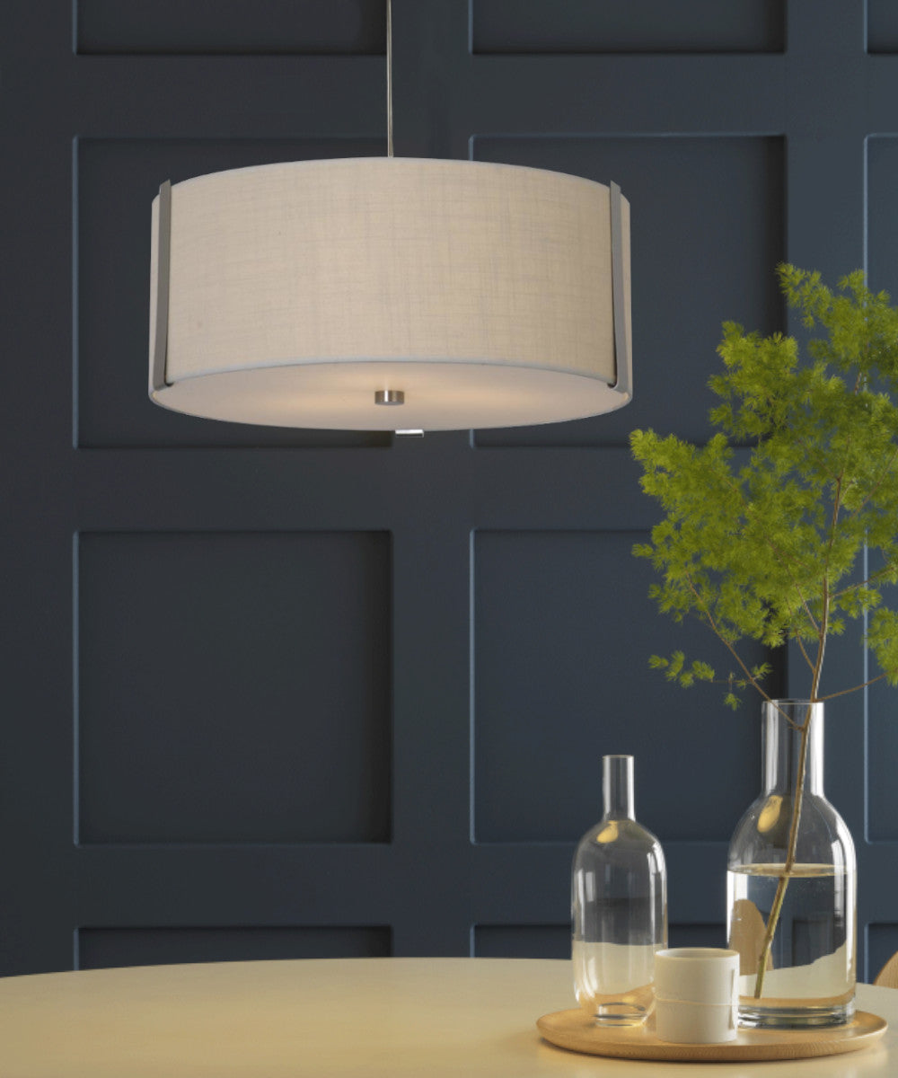 Apollo II 3-Light 20" Pendant in Brushed Nickel with Coarse Cream Shade TP7569 by Trend Lighting
