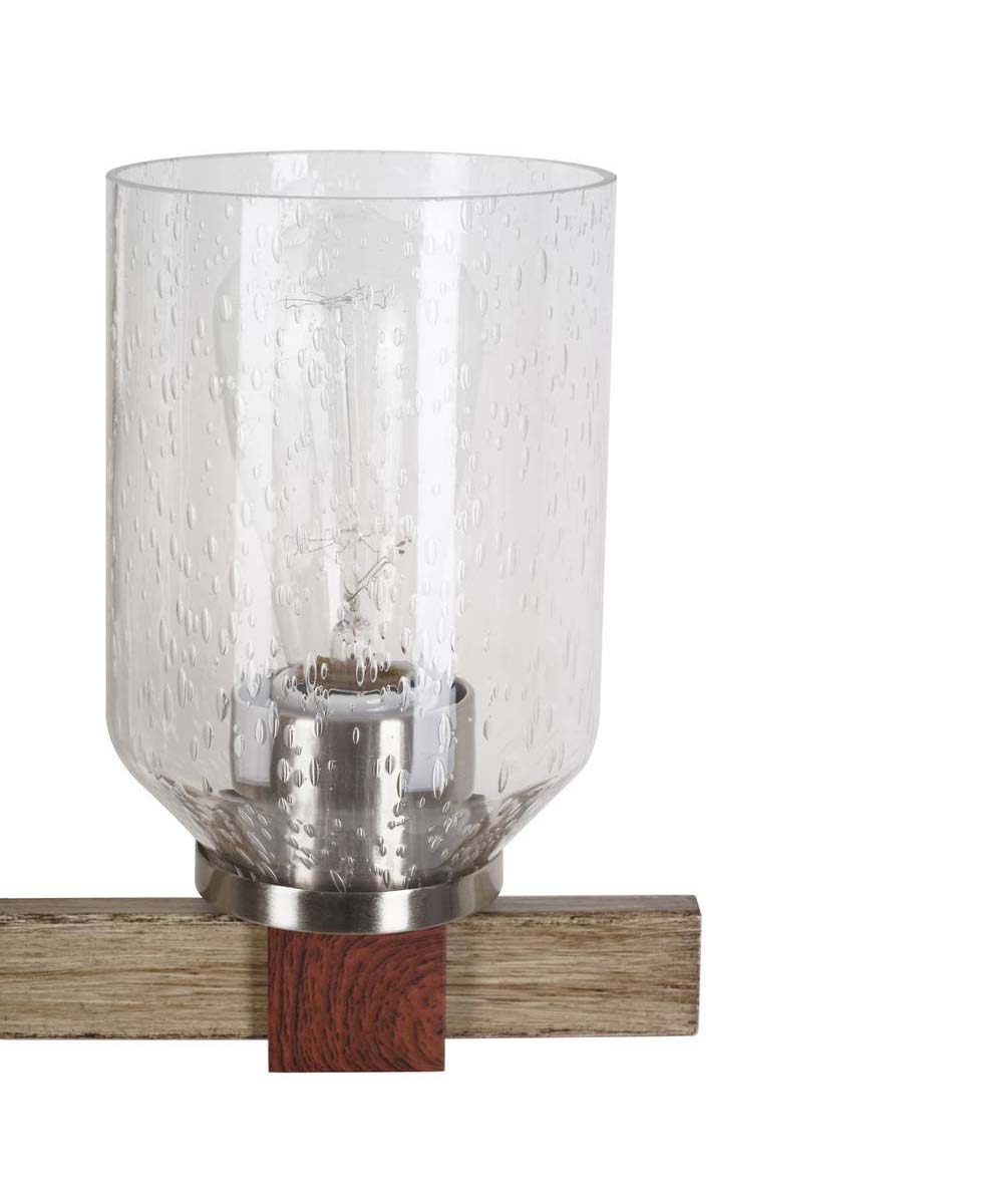 Cresswell 27"W Breckenridge 3-Light Bath Vanity Light Fixture; Brushed Nickel & Walnut Wood Accents & Clear Seeded Glass Shades