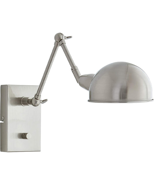 Adesso 12"H Swing Arm LED Pharmacy Wall Lamp Brushed Steel Metal Finish