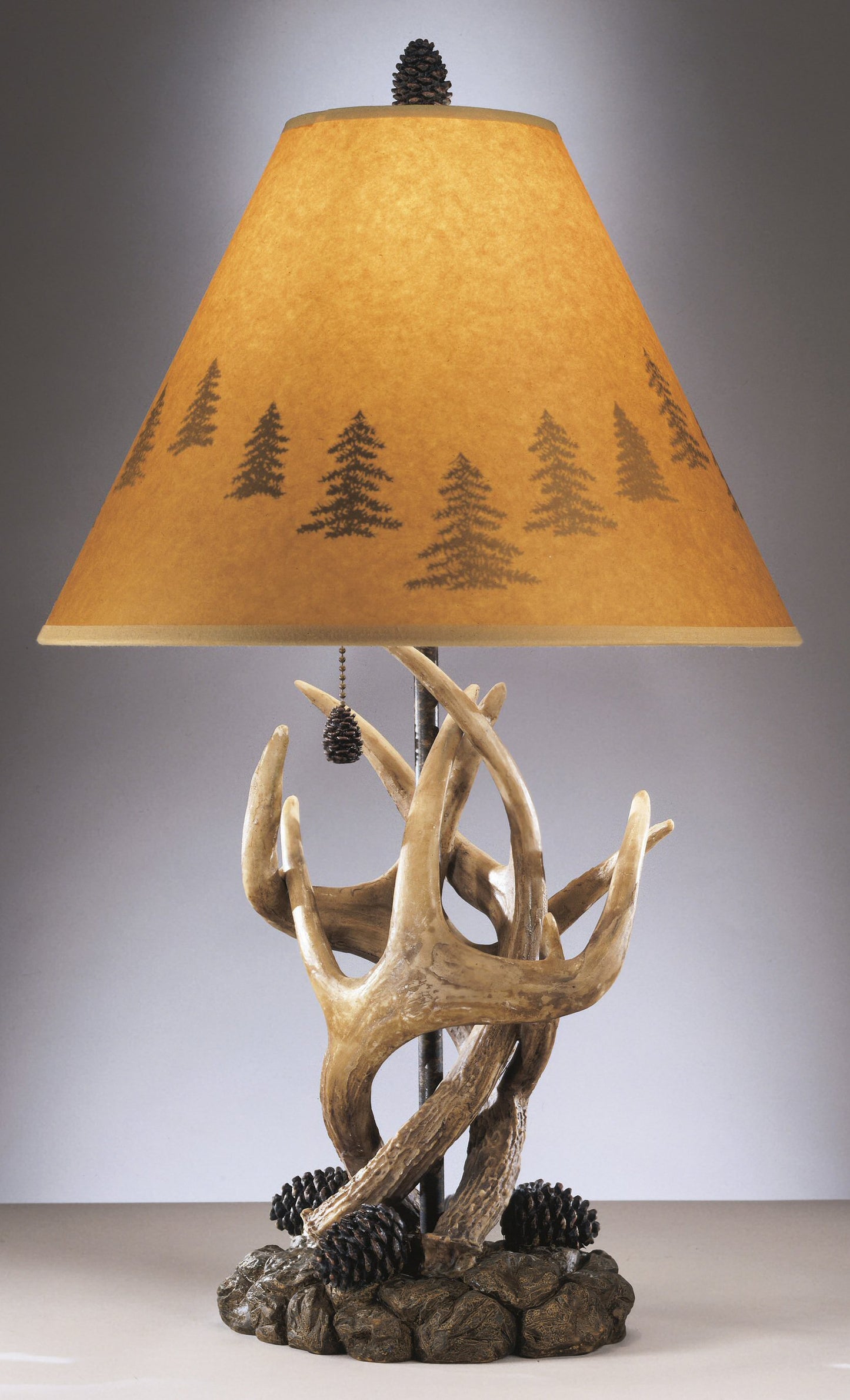 OPEN BOX 24h Derek Set of 2 of Rustic Antlers and Pine Cone Table Lamps