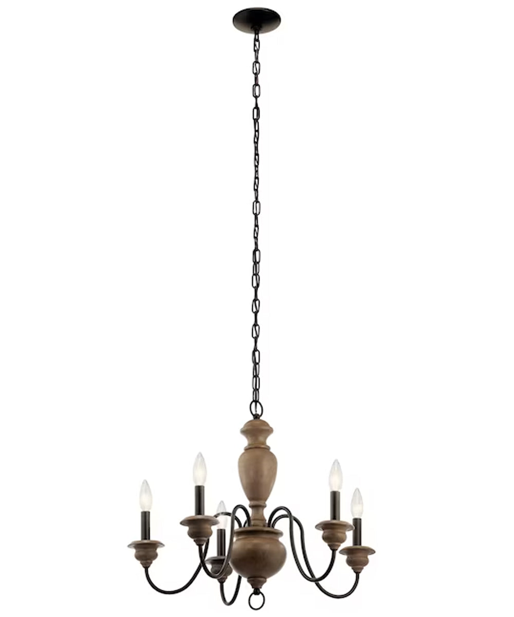 Beulah 24"W 5-Light Chandelier by Kichler Olde Bronze with Faux Pine Accents Finish