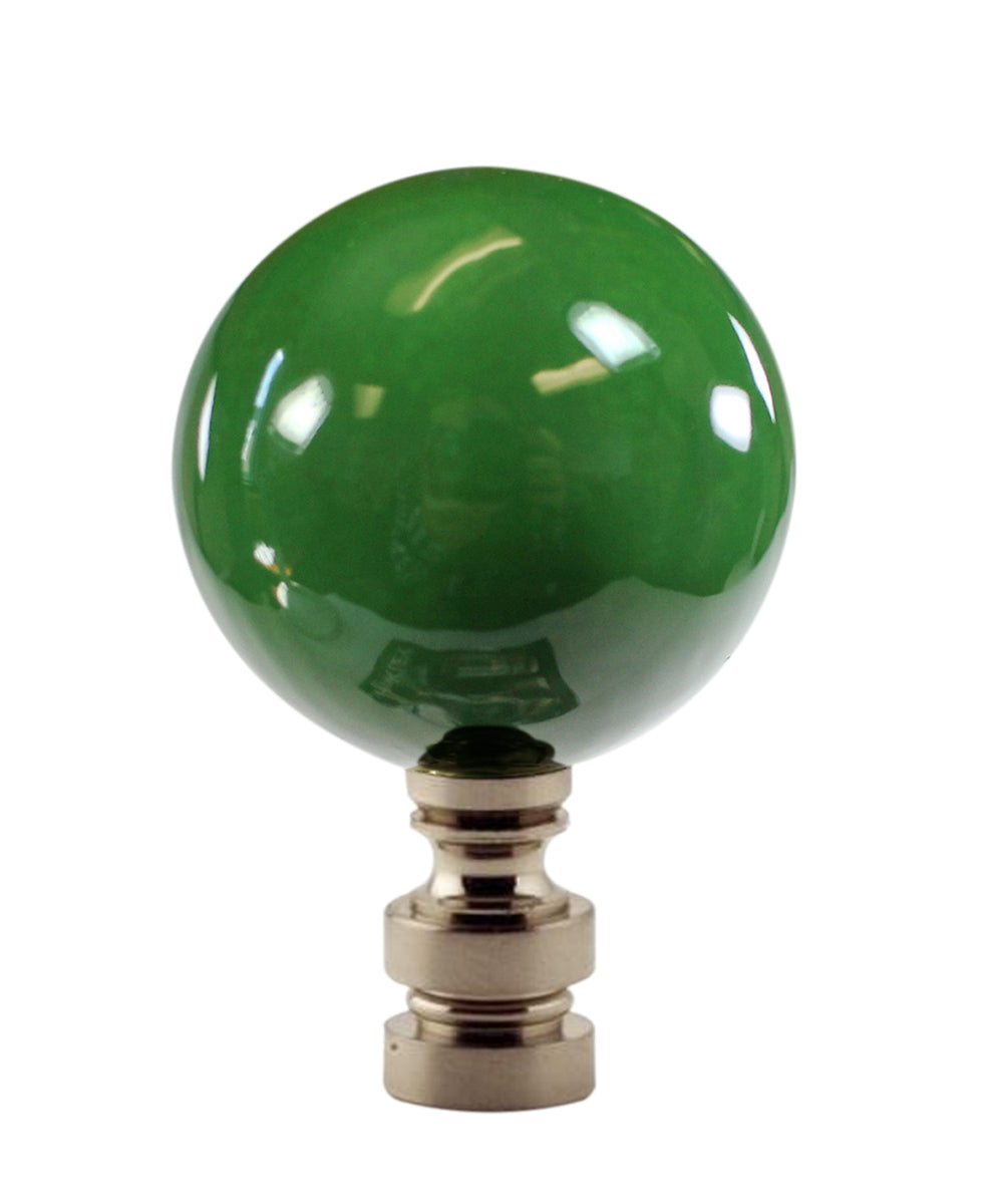 Ceramic 40mm Hunter Green Ball Nickel Base Lamp Finial 2.25"h