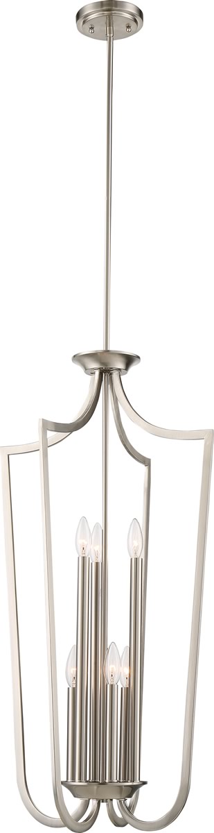 Nuvo 17"W Laguna 6-Light Arched Cage Pendant Brushed Nickel Finish