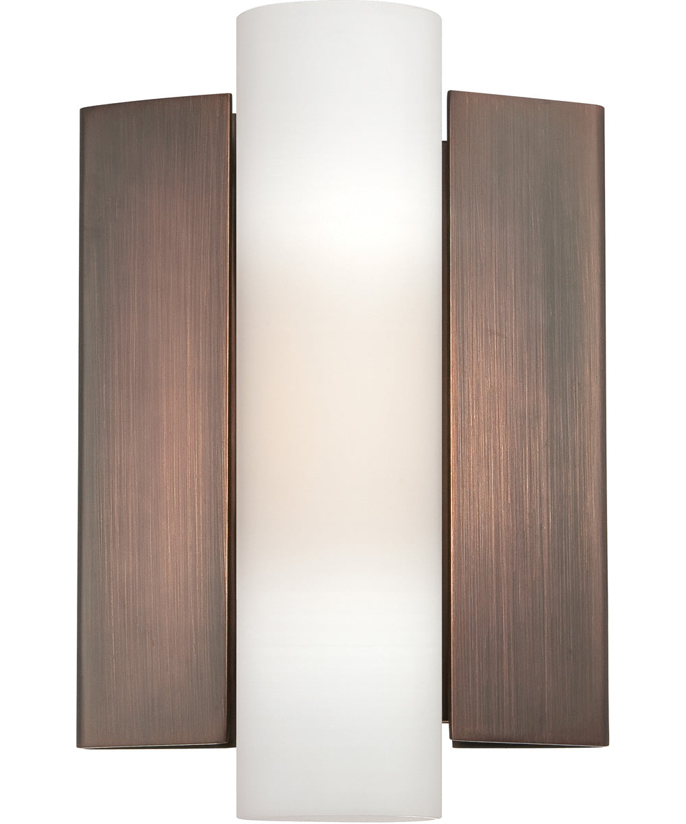 Nuvo 8"W Chase 1-Light Modern LED Vanity Wall Sconce - Hazel Bronze/Etched Opal Glass