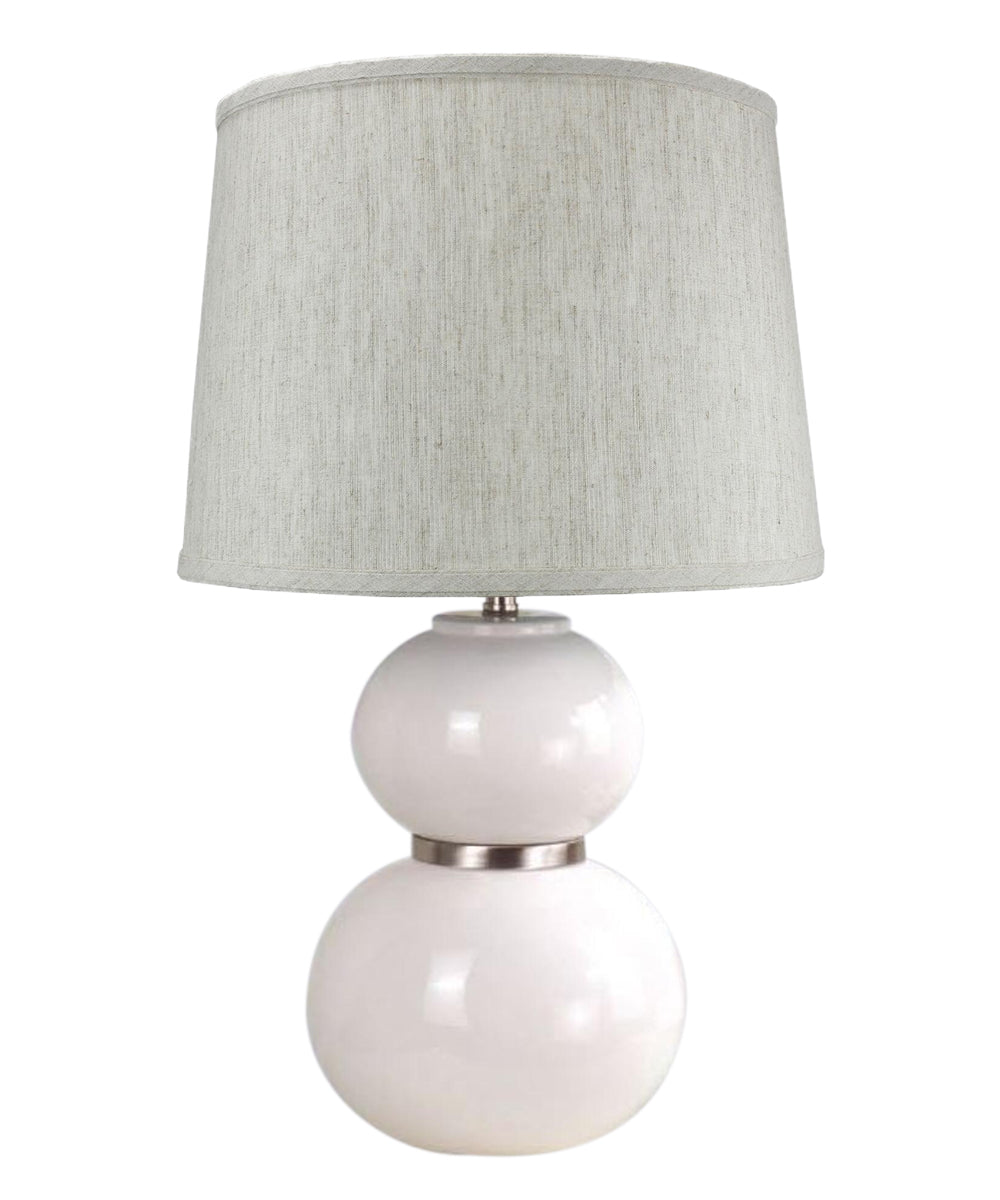 Keal White Table Lamp Base by Laura Ashley with Drum Textured Oatmeal Shade
