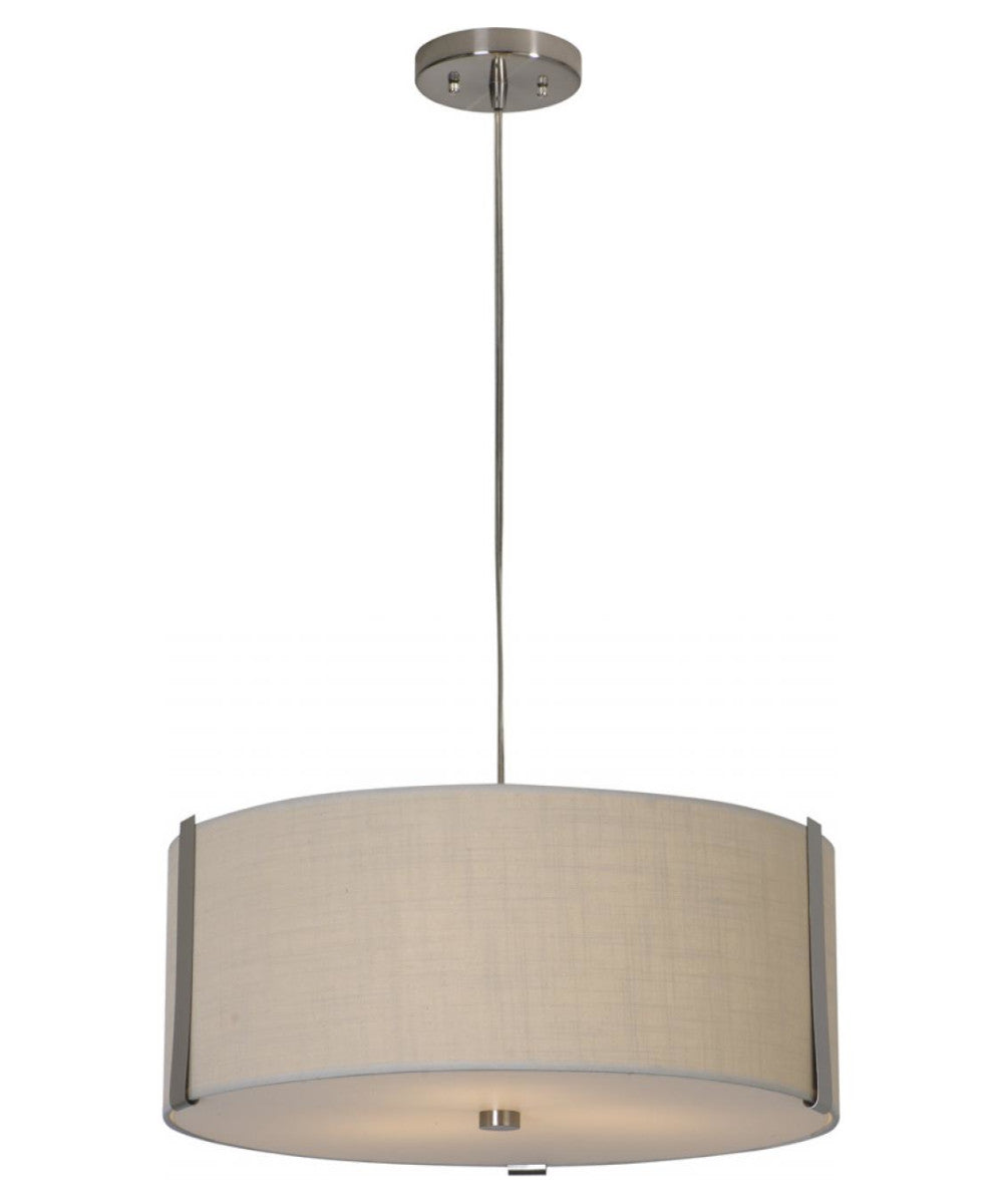 Apollo II 3-Light 20" Pendant in Brushed Nickel with Coarse Cream Shade TP7569 by Trend Lighting