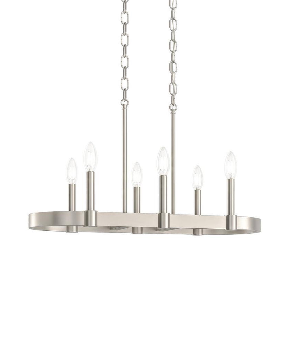 Brene 28"W 6-light Linear Farmhouse Chandelier by Kichler Brushed Nickel Finish