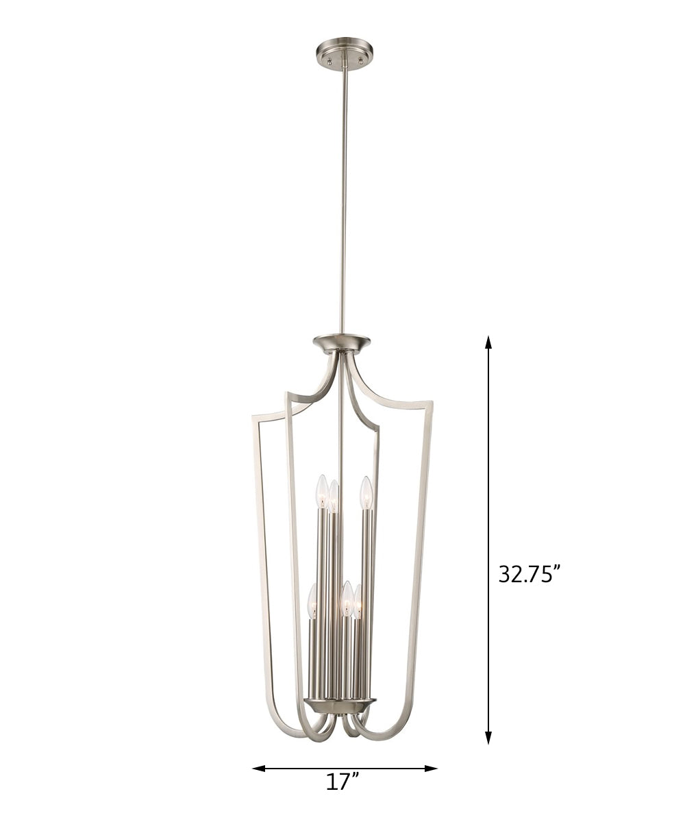 Nuvo 17"W Laguna 6-Light Arched Cage Pendant Brushed Nickel Finish