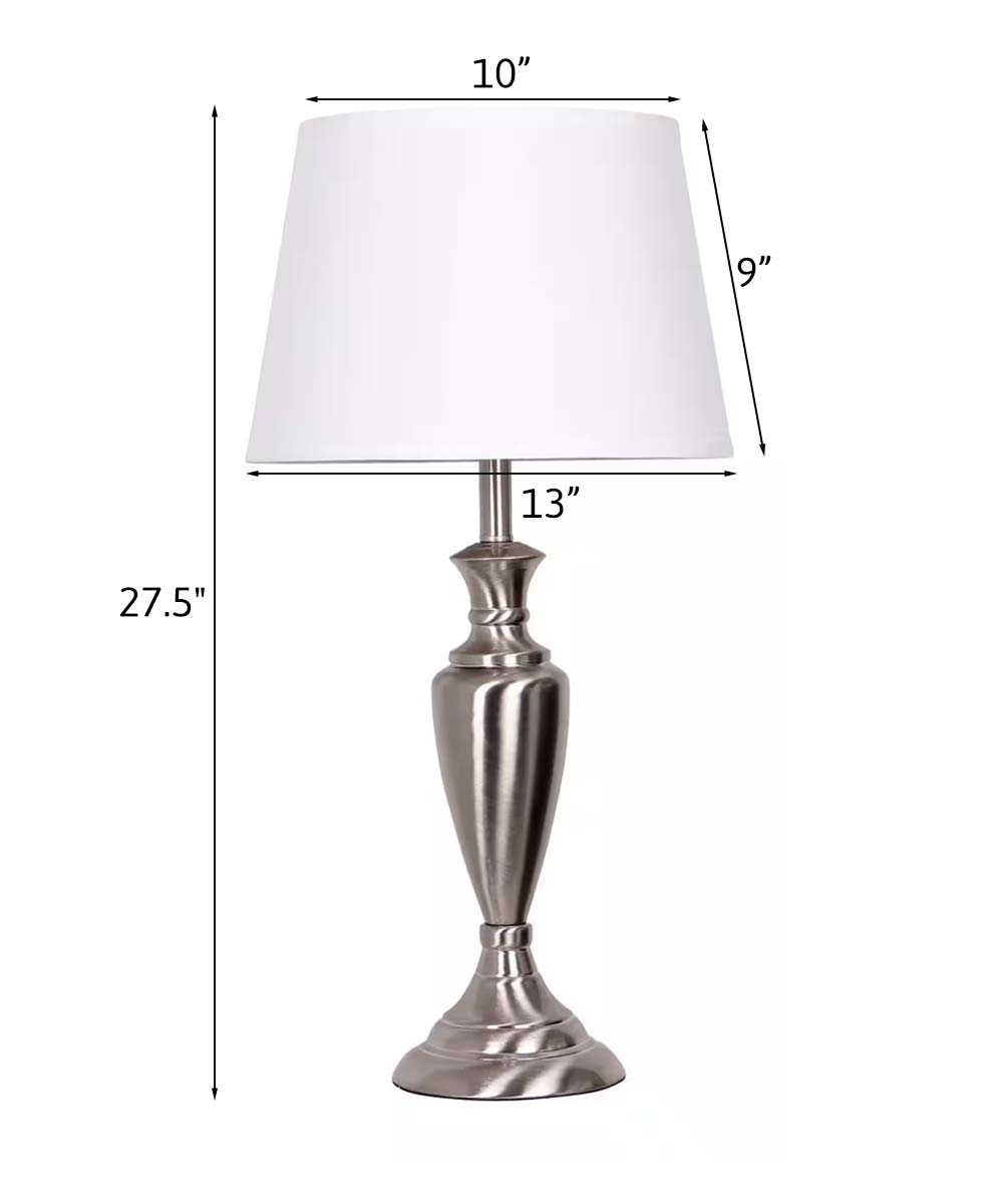 Catalina Copper Grove Kiowa 3-Piece Floor and Table Lamp Set, Modern Classic Brushed Nickel Metal Finish