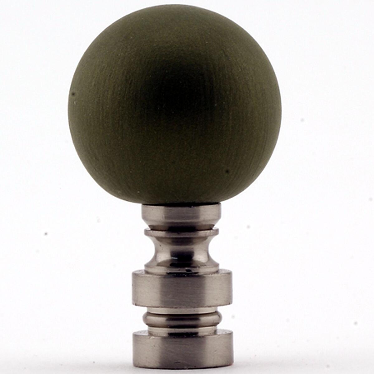 Ceramic Tarragon Ball Lamp Finial Nickel Base 2"h