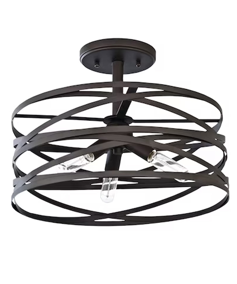 Winship 14"W 3-Light Semi-Flush Light Fixture by Allen + Roth Bronze Finish